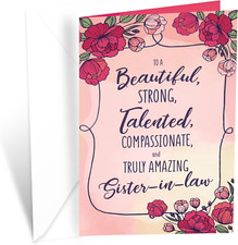 Greetings Birthday Card for Sister in Law, Made in America, Eco-Friendly, Thick