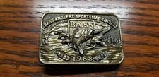 Vintage 1988 Great American Buckle Co. Bass Anglers Sportsman Society Belt Buckl