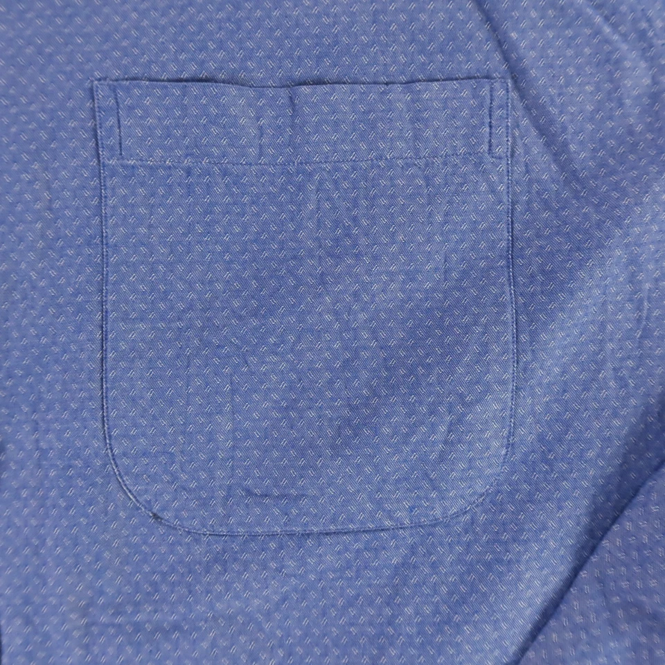 Paul Fredrick Shirt Mens XL 17 35 Blue Geometric 100% Cotton Twill Button Up - Image 4 of 4