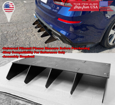 #ad 32quot; x 12quot; Aggressive Rear Diffuser Splitter 5 Shark Fin Winglet Fit Honda Acura $59.96