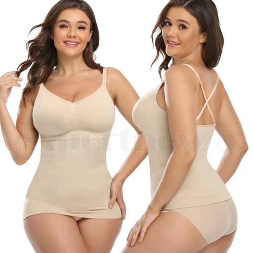 Women V-Neck Compression Cami Vest Tummy Control Body Shaper Camisole Plus Size - Picture 18 of 20