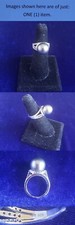 925 Sterling Silver Big Black Pearl Cubic Zirconia CZ Size 7 Ring 25ri634