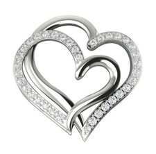 Round Diamond SI1G 0.35 Ct Heart Pendant Necklace White Gold Prong Set 0.80 Inch