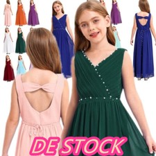 Kinder Mädchen~Kleider Festliches Lange Brautjungfern Mesh Hochzeit Partykleid