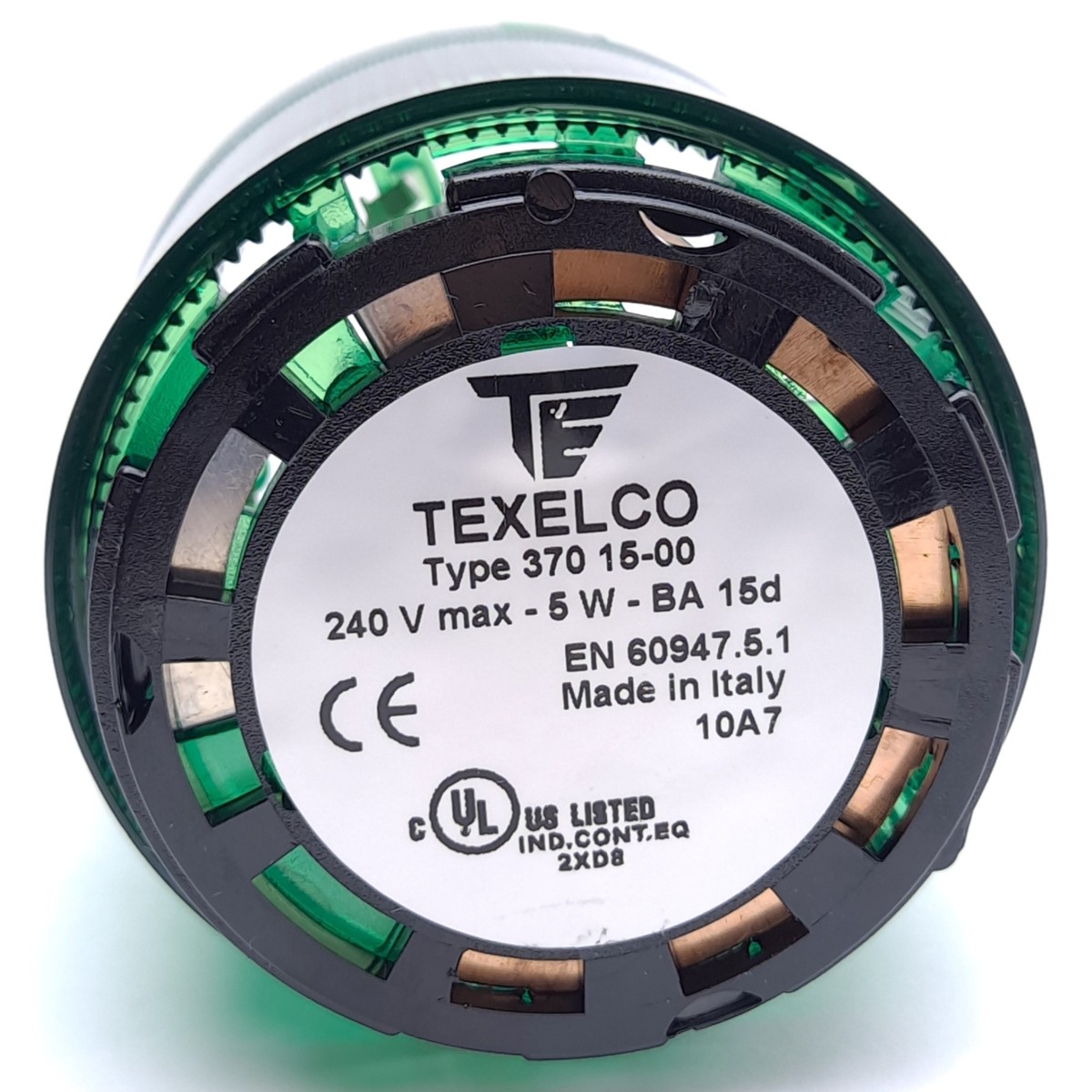 Texelco Type 370 15-00 Stack Light Module, Steady Green, ø70mm, 12