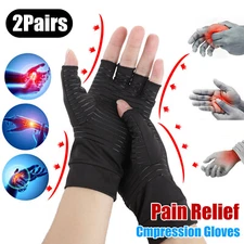 2 Pairs Copper Compression Arthritis Gloves Carpal Tunnel Joint Pain Relief Hand