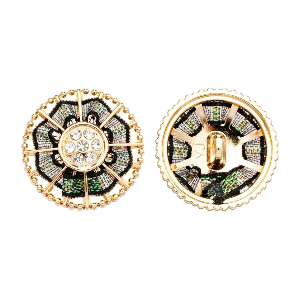 5pcs Metal Buttons Rhinestone, Elegant Floral Design for Sewing Crafts 18-25mm - Image 2 of 3