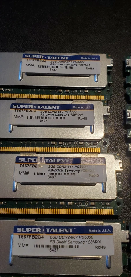 16GB KIT 8X 2GB RAM SUPER TALENT T667FB2G4 PC2-5300F DDR2 667MHz FB-DIMM SAMSUNG - Image 3 of 4