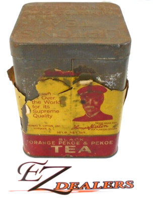 Vintage Lipton Tea Canister/Tin Planter Ceylon H.M. King George V. Orange Pekoe