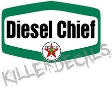 (TEXA-40) 24" TEXACO GREEN DIESEL CHIEF FUEL GASOLINE GAS PUMP OIL TANK DECAL