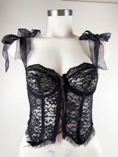 Lace whimsigoth mesh sheer dark floral coquette top Black lace corset top small