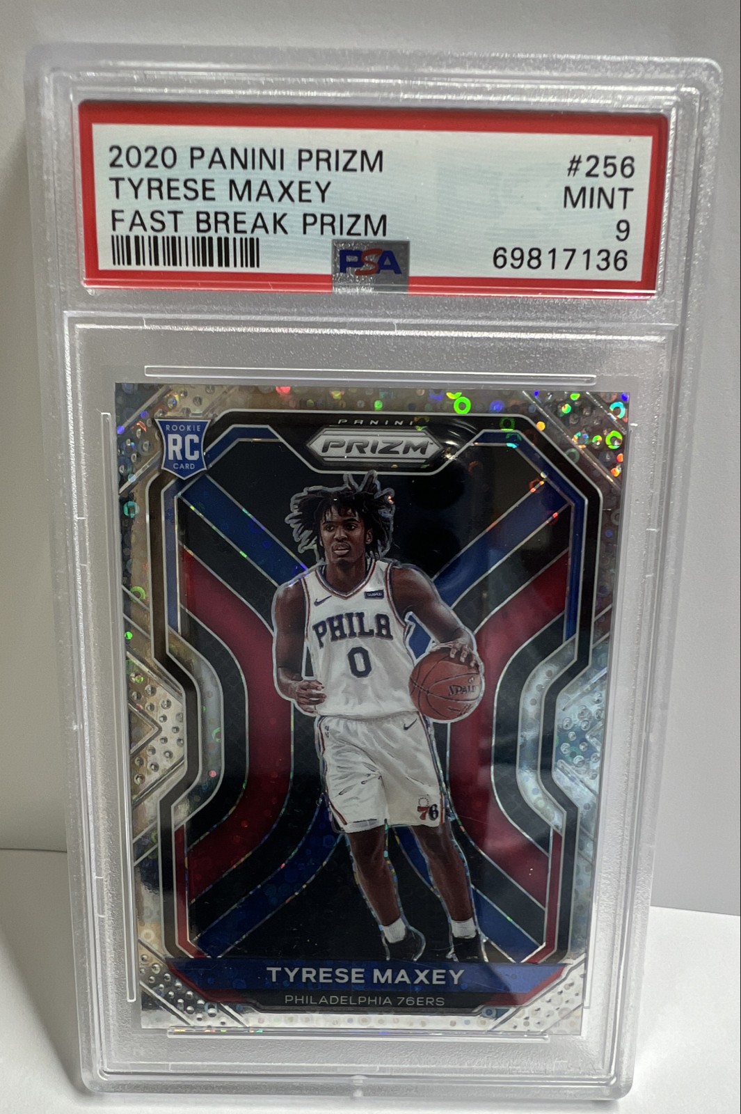 2020-21 Panini Prizm - Tyrese Maxey #256 Fast Break Prizm (RC) PSA 9