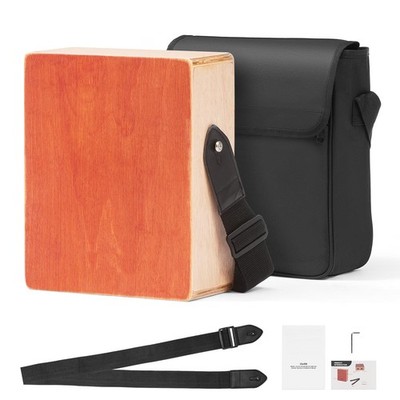 Cajon Box Drum Wood Percussion Instrument with Guitar Strings Travel Bag Strap