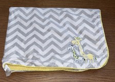 Carters Just One You Gray White Chevron GIRAFFE Baby Blanket Yellow Sherpa