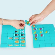 36Pcs Wood Dominos Fruit and Animals Puzzle Dominos for Kids Boys and Girls