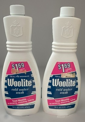 Vintage 1980's Liquid Woolite Cold Water Wash Plastic 2 Bottles~Full