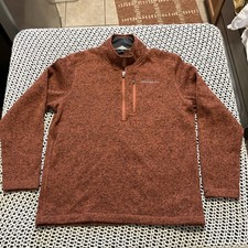 EDDIE BAUER Men  s M Radiator Fleece 1/4 Zip Pullover Rust Orange Heather VGC 