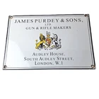 Vintage James Purdey Sign - Hunting Gun Firearm Makers Shot Gas Porcelain Sign
