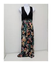 Boohoo Black Floral Maxi Dress UK 10 Womens Summer Boho Occasion Dress 65in