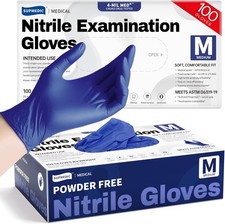 Nitrile Exam Gloves, 4 Mil 100 Pcs, Powder-Free Latex-Free Cooking Food-Safe