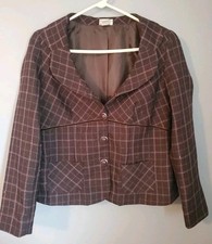 Vintage FASHION BUG BLAZER Short Coat Black  Pink Lined Padded MEDIUM
