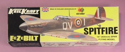 Vintage Keil Kraft Eeze-Bilt Spitfire 16'' Span Flying Balsa Model Kit