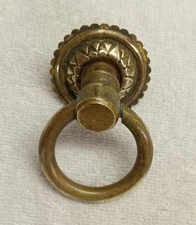 ANTIQUE HEAVY BRASS DROP RING DRAWER, DESK,BIN, DOOR PULL, 1  3/4 IN. RING PULL