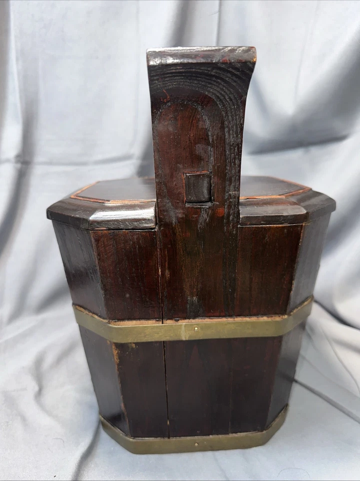 Antiguo carrito de té chino rojizo marrón tallado en madera 12"x10"x9" Foto 4 de 4