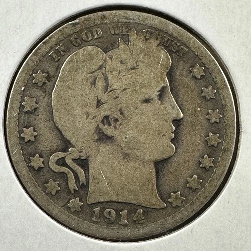 1914-D 25C Barber Quarter, Contains 0.1808oz of SILVER (87470)