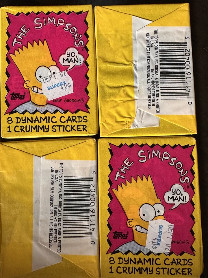 1990 The Simpsons Wax pack Topps Lot of 4 Pack Sealed. Authentic! Vintage! - Image 2 of 3