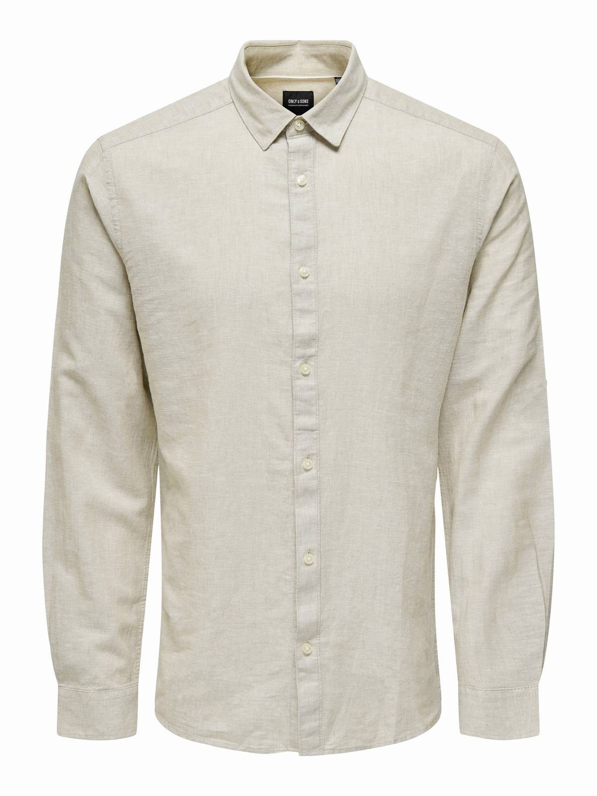 Only - Sons Caiden Shirt Solid Linen Beige - Gre XS Herrenbekleidung 8990₽