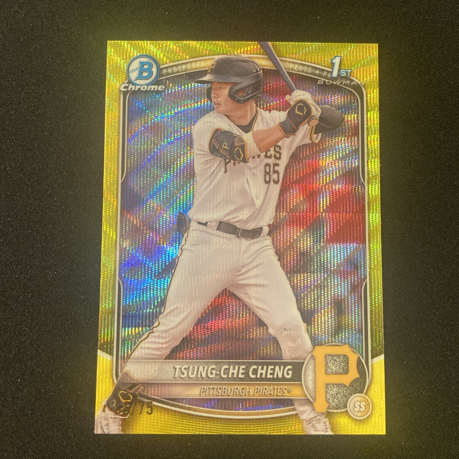 2025 Bowman 1st Chrome #BCP-95 Tsung-Che Cheng /75 Yellow Wave Pirates Card