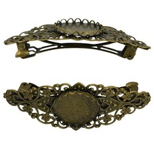 2pcs Antique Bronze Floral French Clip Barrette Blank