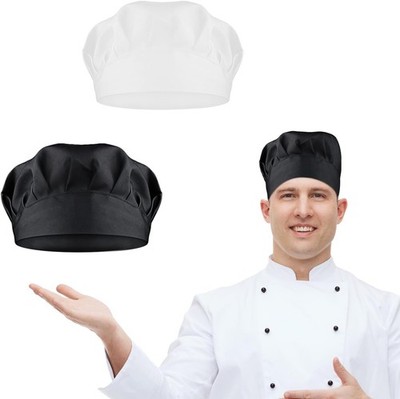TIESOME 2PCS Chef Hat Adjustable Elastic Baker Kitchen Cooking Black+white 