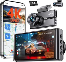 Dash Cam Front and Rear, 3.6" IPS Touch Screen,4K 1080P Dash Camera for Cars,Bui