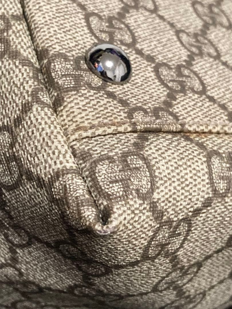 GUCCI GG PVC Tote Bag Gray Brown Leather Vintage Authentic Excellent Condition thumbnail 9