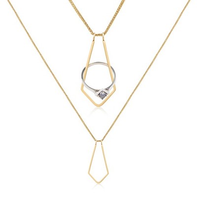   Nordika Ring Keeper Necklace, 18k Gold-Plated Engagement Ring Holder (Yello...