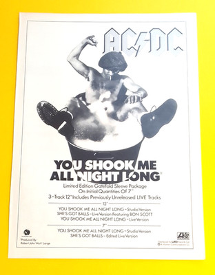 AC/DC - You Shook Me All Night Long -  Kerrang! Magazine A4 Advert