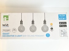 WIZ CONNECTED SMART DECORATIVE 3 LIGHT BAR CEILING PENDENT BLACKENED SILVER *NEW