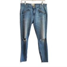 Current Elliott Jeans Womens Size 28 Blue Distressed Ripped Ankle Stretch Denim