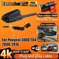 Plug and Play 4K 2160P Wifi DVR Dash Cam Camera For Peugeot 3008 T84 2008-2016