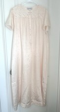 Vintage Christian Dior Women s Pink Satin Lace Button Front Short Sleeve Gown
