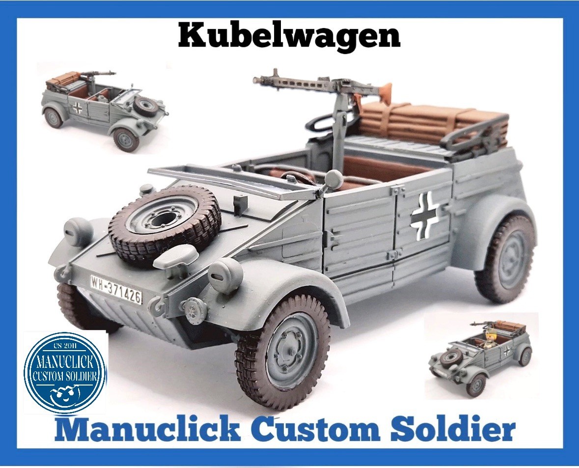 Custom WW2 COCHE KUBELWAGEN EJERCITO ALEMAN WW2 Escala Playmobil BIDON + MG42