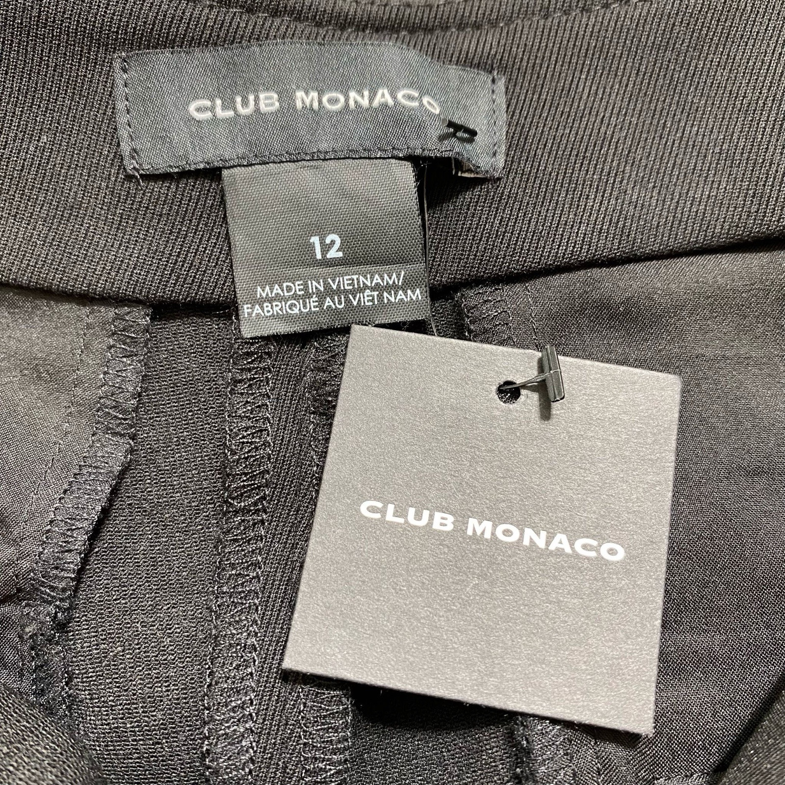 Club Monaco Women's Self Buckle Wool Blend Pants Size 12 Black
