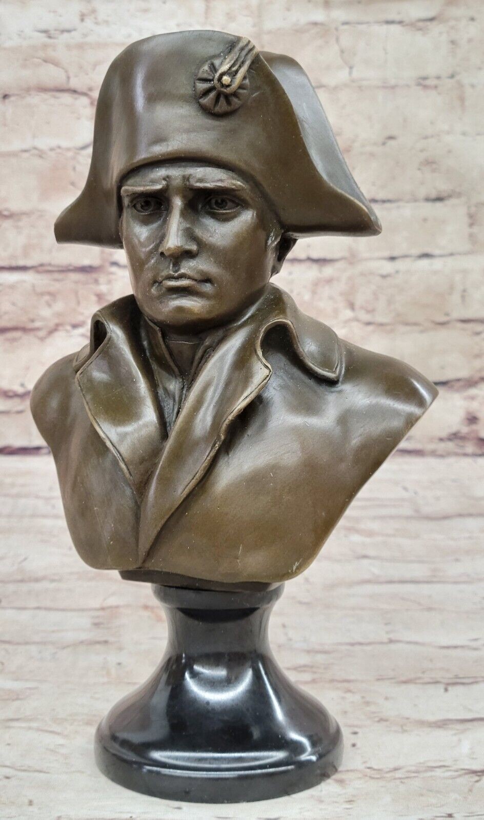 SOLID FRENCH OLD RARE SIGNED BRONZE NAPOLEON BONAPARTE BUST STATUE SCULPTURE HOT