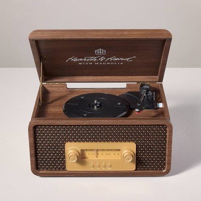 Vintage Style 3-in-1 Vinyl Record Player Wood Grain Finish - Hearth &