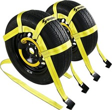 Tow Dolly Basket Straps with Flat Hook-2 Pack,Car Wheel Strap 2 Pack-14"-19"