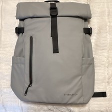 STUBBLE&CO Gray Roll-Top Daypack Backpack, Buckle & Zipper, Camping Hiking