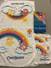 Care Bears Towel Bath Towel 2 Wash Cloths Pillow Case 2004 Vintage