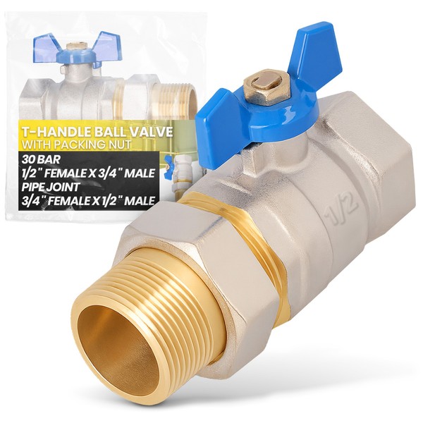 Kugelhahn Kugelventil 1/2 Ig X 3/4 Ag FlüGelgriff Absperrventil Verschraubung-image